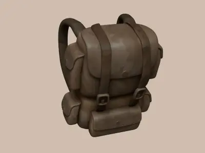 Desert Camouflage Backpack - Character Military Low-poly 3D model