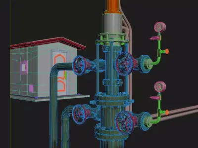 Hydraulic pumping unit   Hydraulic pump jack 3D model
