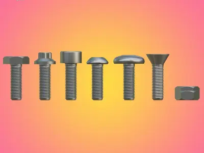 24 Bolts And Nuts Pack 3D model