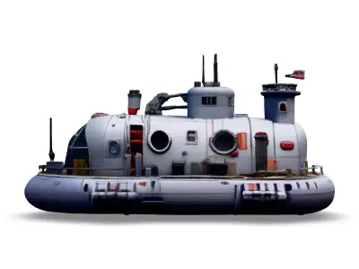 SciFi Hovercraft Exploration Vessel Low-poly 3D model