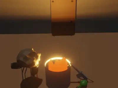 low poly decoration and creatures 3D model