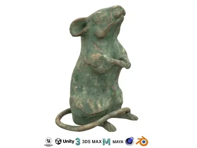 Rat oxydated statue Low-poly 3D model