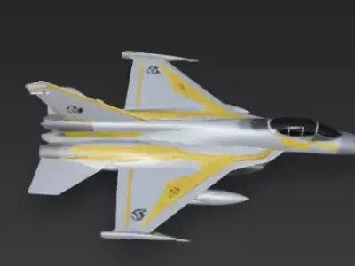 Royal Elite Fighter Jet 3D Model Golden Warplane Low-poly 3D model