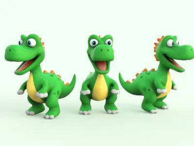 Cartoon Dinosaur Cute Low-poly 3D model