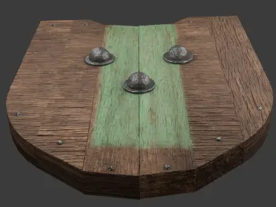 Wooden Shield Low-poly 3D model 19