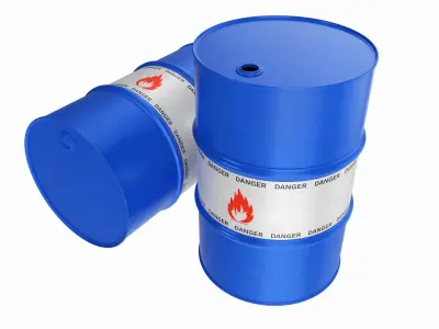 Steel oil barrel set blue 3D model