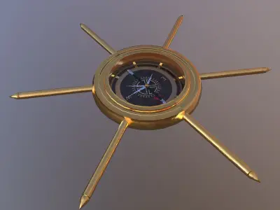 Compass gold Free low-poly 3D model