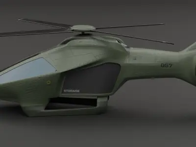 Sci-fi Military surveillance Helicopter Low-poly 3D model