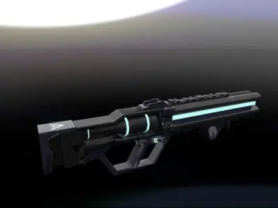 LowPolygon Scifi Rifle 3D model  Low-poly 3D model