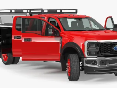 Ford Super Duty F550 with Service Body Red Rigged 3D model