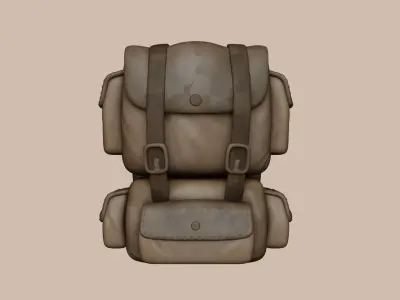 Desert Camouflage Backpack - Character Military Low-poly 3D model