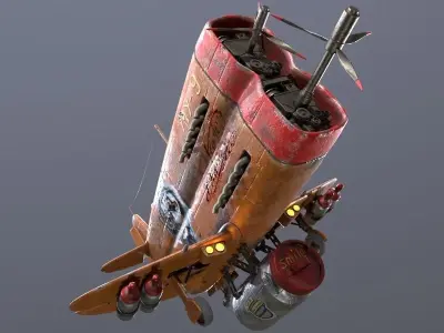  Stylized realistic brown airplane Low-poly 3D model