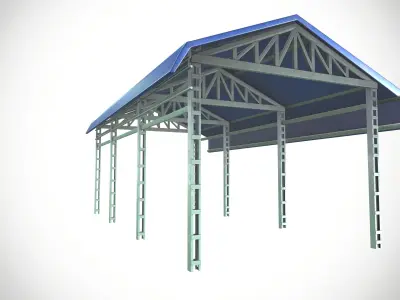 Factory Shed Low-poly 3D model