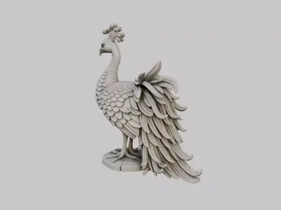 Peacock Statue Low-poly 3D model