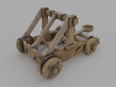 Catapult Low Poly 3D model wooden Low-poly 3D model