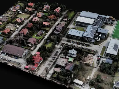 town sector diorama terrain drone scan Low-poly 3D model