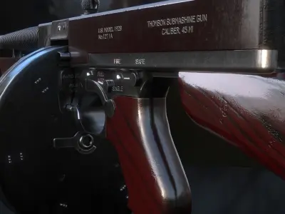 Thompson M1928 Submachine Gun Low-poly 3D model Low-poly 3D model