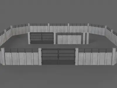 PBR Gate and Wall 5 Low-poly 3D model