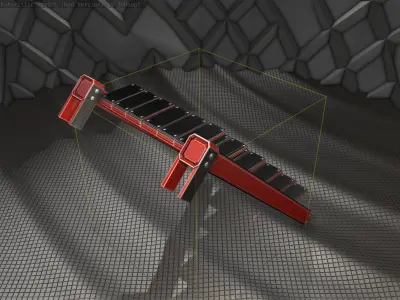 Sci-Fi Stairs - 14- Red Version Low-poly 3D model