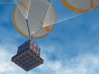 Subscale Parachute Triple with Cargo Yellow 3D model