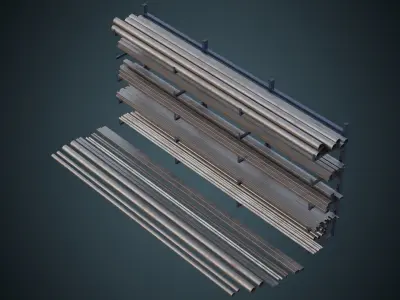 Pipe Rack 1B Low-poly 3D model