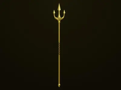 Trident 03 Gold All PBR Unity UE Textures Included Low-poly 3D model