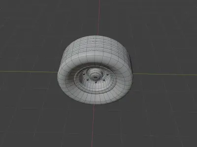 A Cartoon Truck Wheel and Tyre 3D model