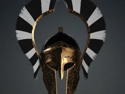 Spartan Royal Helmet v Black and White Low-poly 3D model