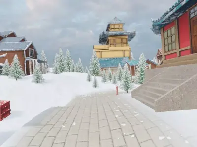 Winter Mountain Village 3D model buy