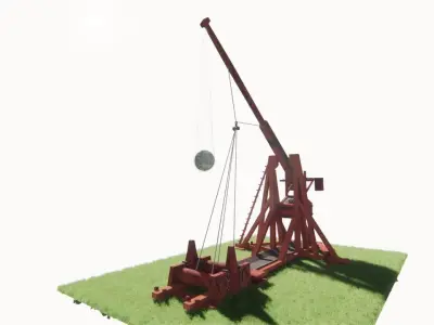Medieval Catapult 3D model 5