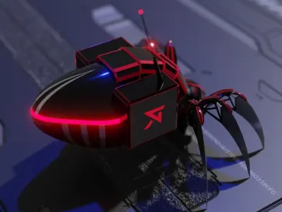 Robot Spider Low-poly 3D model get