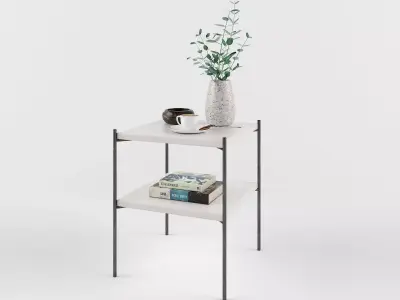 Decoration-combo side table with two shelves and plant Free 3D model