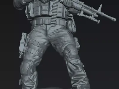 Soldier M60 Machine Gunner  Modern Military STL Miniature 3D print model