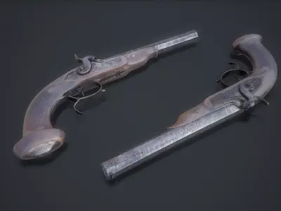 Old pistols Low-poly 3D model