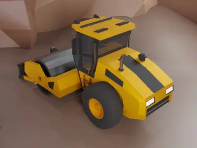 Vibratory Soil Compactor Heavy Vehicle Low-poly 3D model