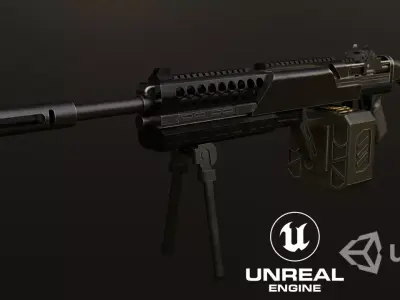 Machine gun Low-poly 3D model get