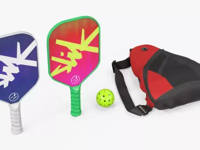 Pickleball Set with Rackets Bag and Ball 3D model