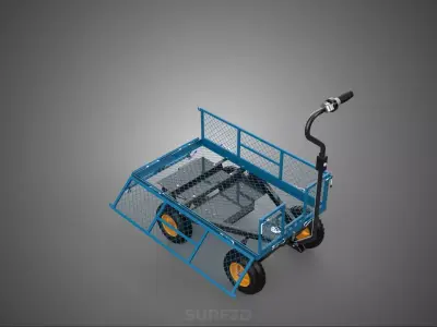 HEAVY DUTY ELECTRIC STEEL MESH GARDEN CART TROLLEY 4 FOUR WHEELS 3D model