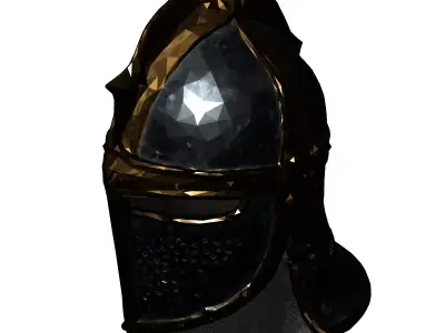Medieval Knights Helmet with Chainmail Low-poly 3D model