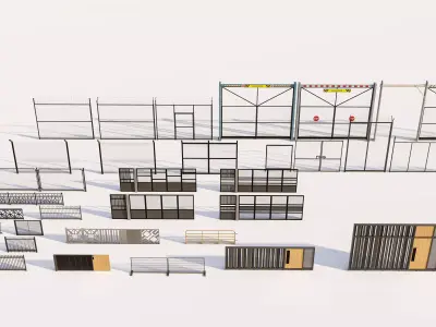 Metal Fences with Gate Design Pack 3D model