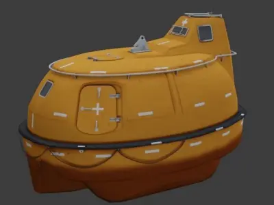 Single Fall Lifeboat Capsule 3D low-poly model Low-poly 3D model