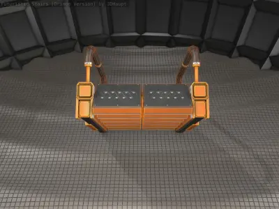 Sci-Fi Stairs - 6 - Orange Version Low-poly 3D model