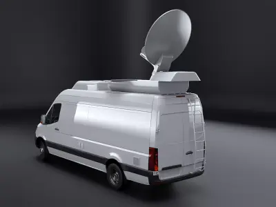 TV Broadcast Satellite Van PBR Low-poly 3D model