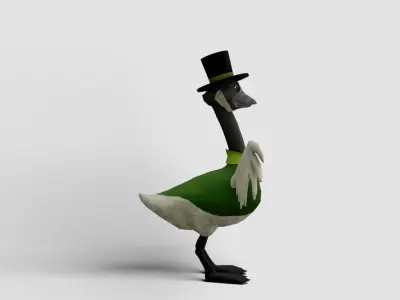Goose in hat Free low-poly 3D model
