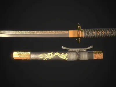 Tanto 05 Low-poly 3D model