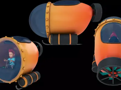 Sub Drifter  Compact Deep Sea Exploration Pod  TOON SUBMARINE Low-poly 3D model