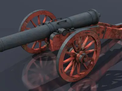 XVIII Century field cannon Low-poly 3D model