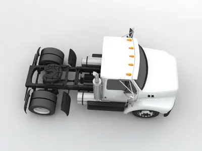Semi Truck Tractor 2 Axle 3D model