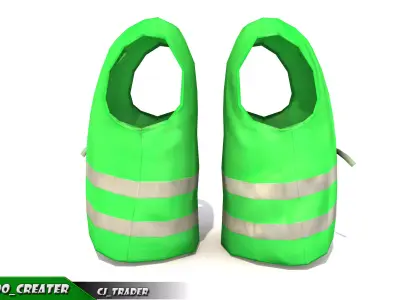 Worker Vest Safety Green Vest Lowpoly 3d model Low-poly 3D model