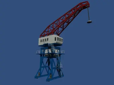Harbour crane Low-poly 3D model